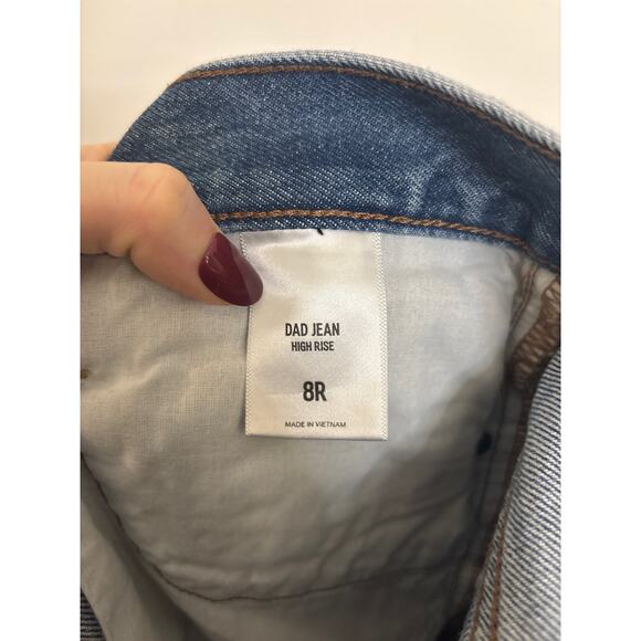 Express Dad Jeans Womens 8 Regular High Rise Cropped Medium Blue Distressed - Picture 4 of 5